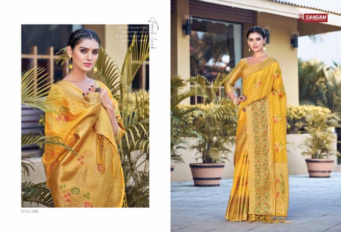 Sangam Sejal Organza Weaving Festive Wear Heavy Rich Pallu Sarees Collection